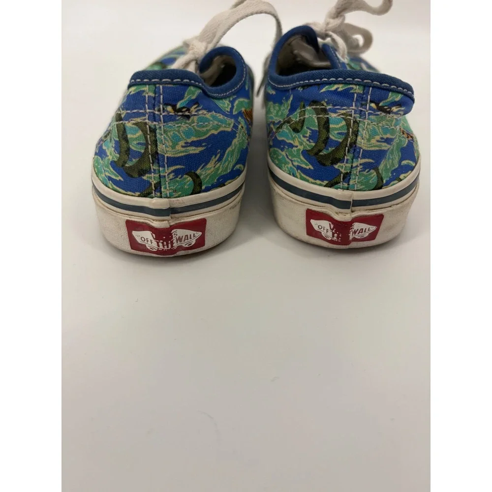 Vans Authentic Kids Size 3 Jungle Camo Tiger Snake Parrot Blue Canvas Sneakers